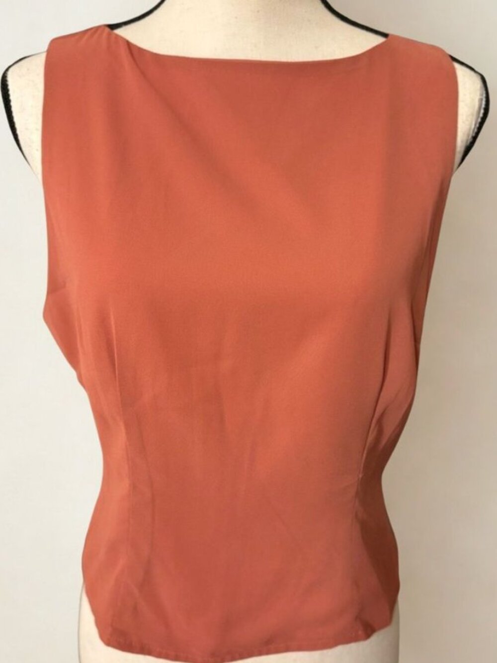 Minimalist Terracotta Sleeveless Blouse